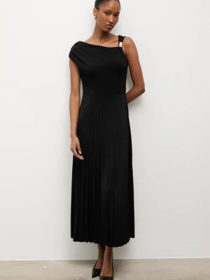 Answear.LAB sukienka kolor czarny midi rozkloszowana