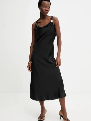Answear.LAB sukienka kolor czarny midi rozkloszowana