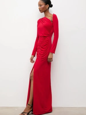 Answear.LAB sukienka kolor czerwony maxi dopasowana