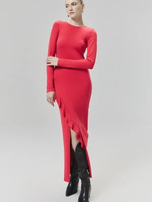 Answear.LAB sukienka kolor czerwony maxi dopasowana