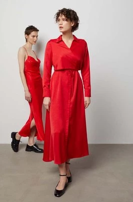 Answear Lab sukienka kolor czerwony maxi oversize