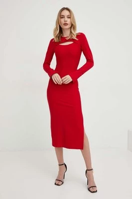Answear Lab sukienka kolor czerwony midi dopasowana