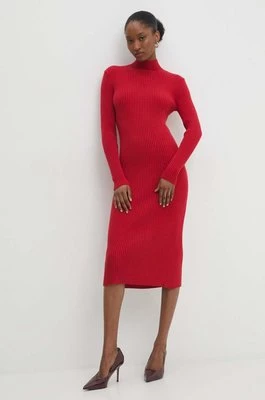 Answear Lab sukienka kolor czerwony midi dopasowana