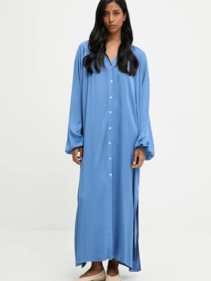 Answear.LAB sukienka kolor niebieski maxi oversize