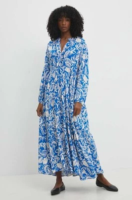 Answear Lab sukienka kolor niebieski maxi rozkloszowana