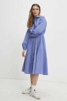 Answear Lab sukienka kolor niebieski midi rozkloszowana