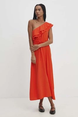 Answear Lab sukienka kolor pomarańczowy midi rozkloszowana