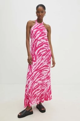 Answear Lab sukienka kolor różowy maxi oversize