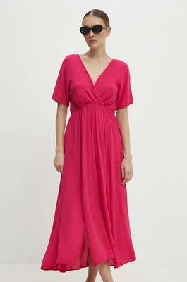 Answear Lab sukienka kolor różowy midi rozkloszowana