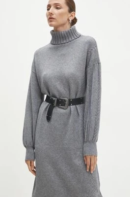 Answear Lab sukienka kolor szary midi oversize