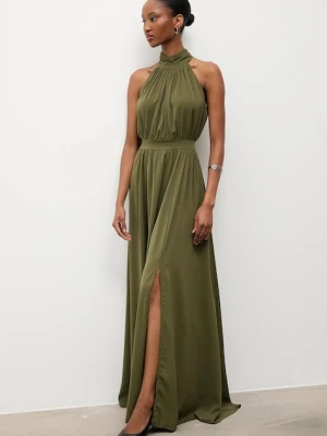Answear.LAB sukienka kolor zielony maxi rozkloszowana