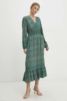 Answear Lab sukienka kolor zielony midi rozkloszowana