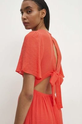 Answear Lab sukienka lniana kolor pomarańczowy maxi rozkloszowana