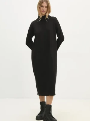 Answear Lab sukienka wełniana kolor czarny midi oversize