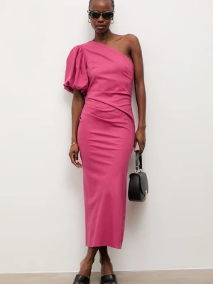 Answear.LAB sukienka z dodatkiem lnu