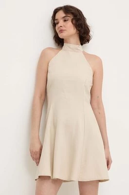Answear Lab sukienka z lnem kolor beżowy mini rozkloszowana