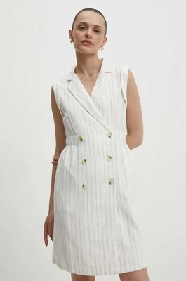 Answear Lab sukienka z lnem kolor biały mini rozkloszowana