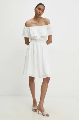 Answear Lab sukienka z lnem kolor biały mini rozkloszowana