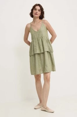 Answear Lab sukienka z lnem kolor zielony mini rozkloszowana