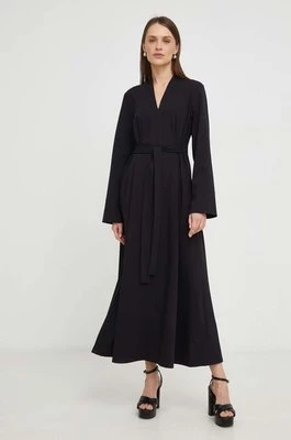 Answear Lab sukienka z wełną kolor czarny maxi prosta