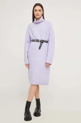 Answear Lab sukienka z wełną kolor fioletowy mini oversize