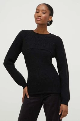 Answear Lab sweter 2 w 1 z wełną kolor czarny