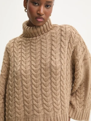 Answear.LAB sweter damski kolor beżowy ciepły z golfem