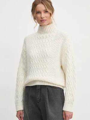 Answear Lab sweter damski kolor beżowy lekki z półgolfem