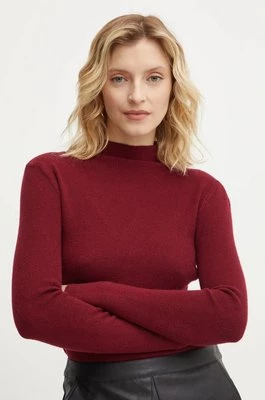 Answear Lab sweter damski kolor bordowy lekki z półgolfem