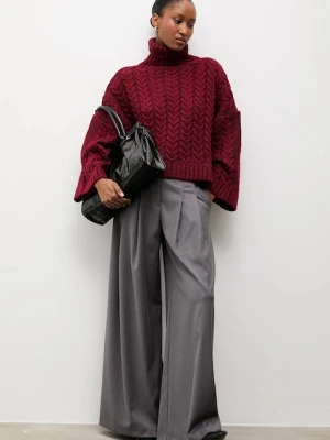 Answear.LAB sweter damski kolor bordowy z golfem