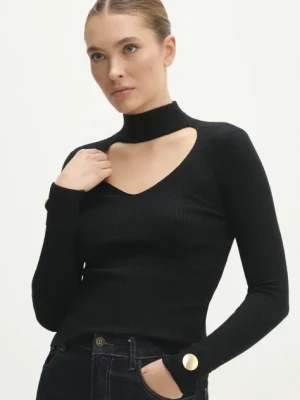 Answear Lab sweter damski kolor czarny lekki z półgolfem