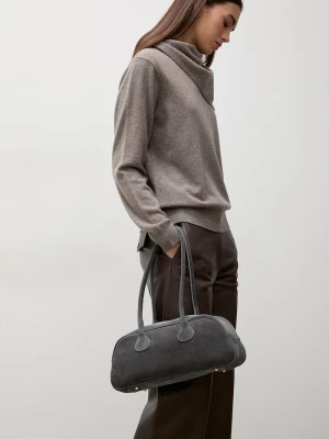 Answear.LAB sweter damski z wełny merino z chustą brązowy