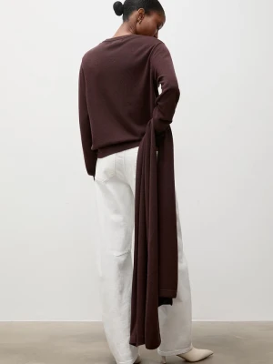 Answear.LAB sweter damski z wełny merino z szalem brązowy