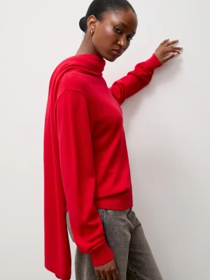 Answear.LAB sweter damski z wełny merino z szalem czerwony