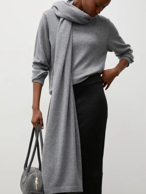 Answear.LAB sweter damski z wełny merino z szalem szary