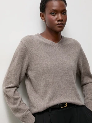 Answear.LAB sweter damski z wełny merino z chustą brązowy