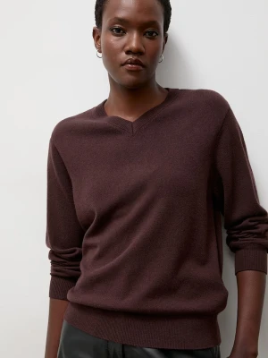 Answear.LAB sweter damski z wełny merino z chustą brązowy