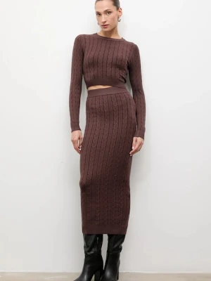 Answear.LAB sweter i spódnica damski kolor brązowy