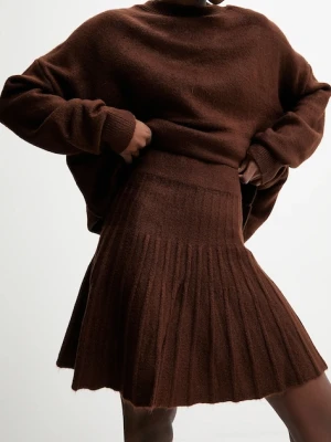 Answear.LAB sweter i spódnica damski kolor brązowy
