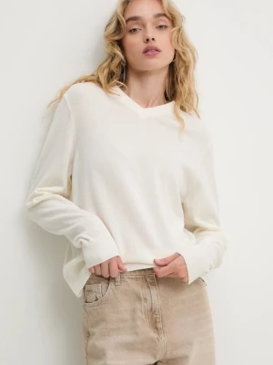 Answear.LAB sweter wełniany damski kolor beżowy lekki