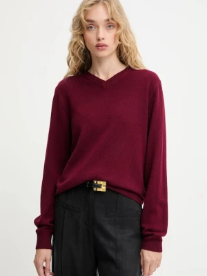 Answear.LAB sweter wełniany damski kolor bordowy lekki