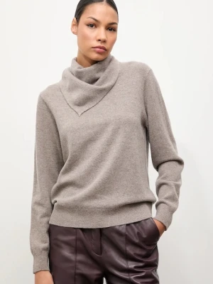 Answear.LAB sweter z wełny merino z apaszką damski kolor brązowy lekki