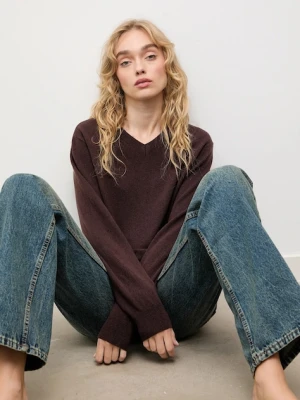 Answear.LAB sweter z wełny merino damski kolor brązowy lekki