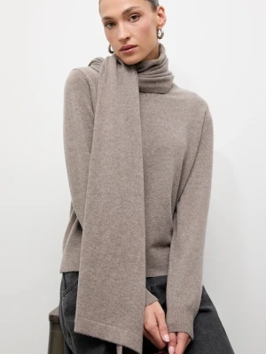 Answear.LAB sweter z wełny merino z szalem damski kolor brązowy lekki