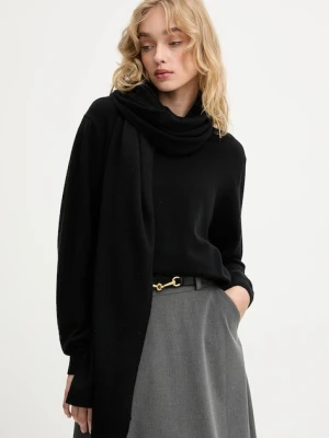Answear.LAB sweter z wełny merino z szalem damski kolor czarny lekki