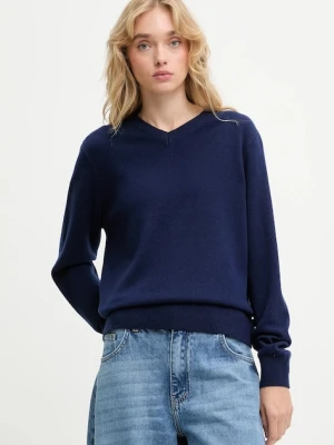 Answear.LAB sweter z wełny merino damski kolor granatowy lekki