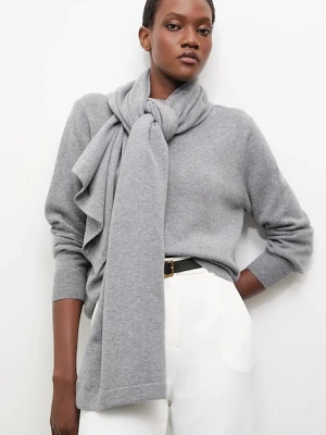 Answear.LAB sweter z wełny merino z szalem damski kolor szary lekki