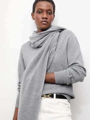 Answear.LAB sweter z wełny merino z szalem damski kolor szary lekki