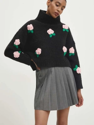 Answear.LAB sweter z dodatkiem wełny damski kolor czarny lekki z półgolfem