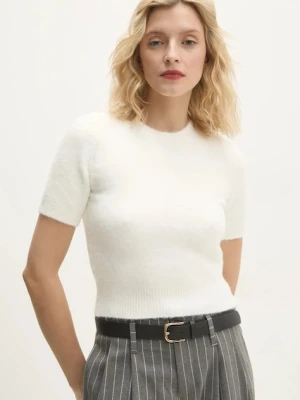 Answear Lab sweter z domieszką wełny damski kolor biały Answear.LAB
